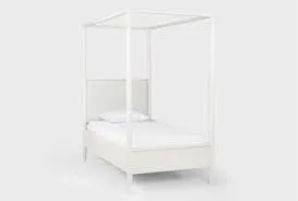 Austen Twin White Wood Canopy Bed