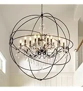 Matte Black Orbital Crystal Chandelier