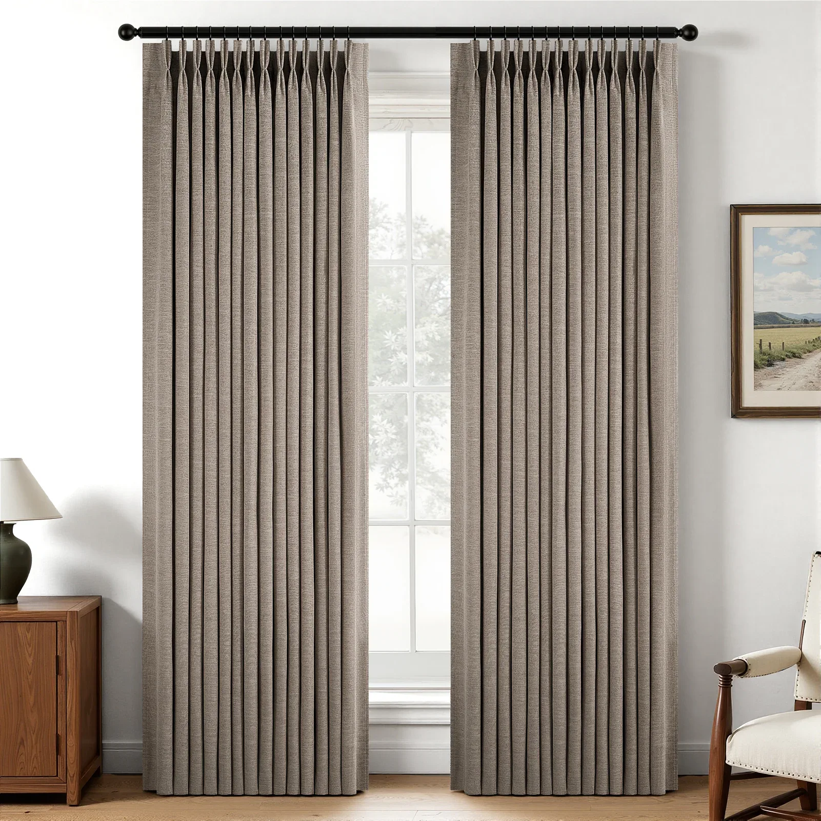 Solid Gray Pinch Pleat Curtains