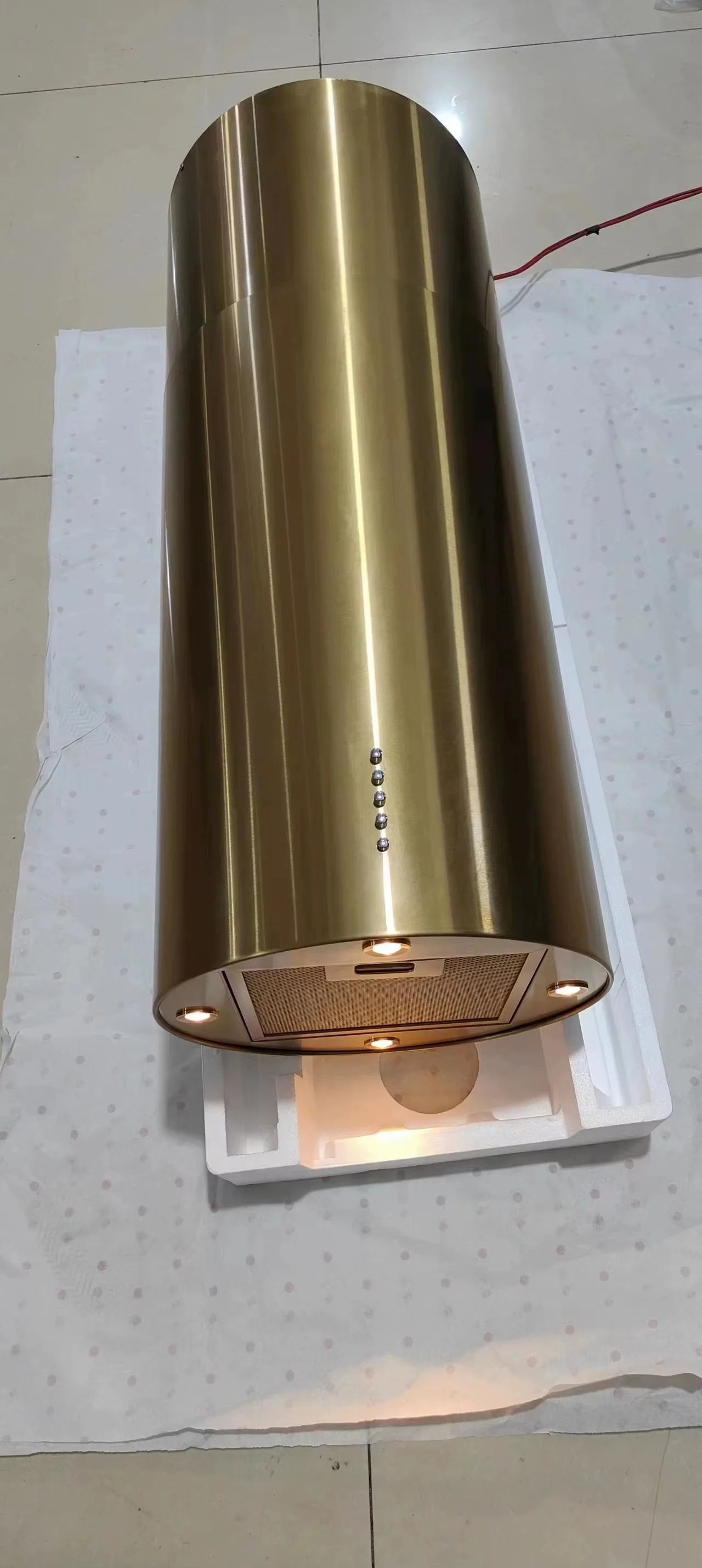 Brushed Gold Cylindrical Range Hood