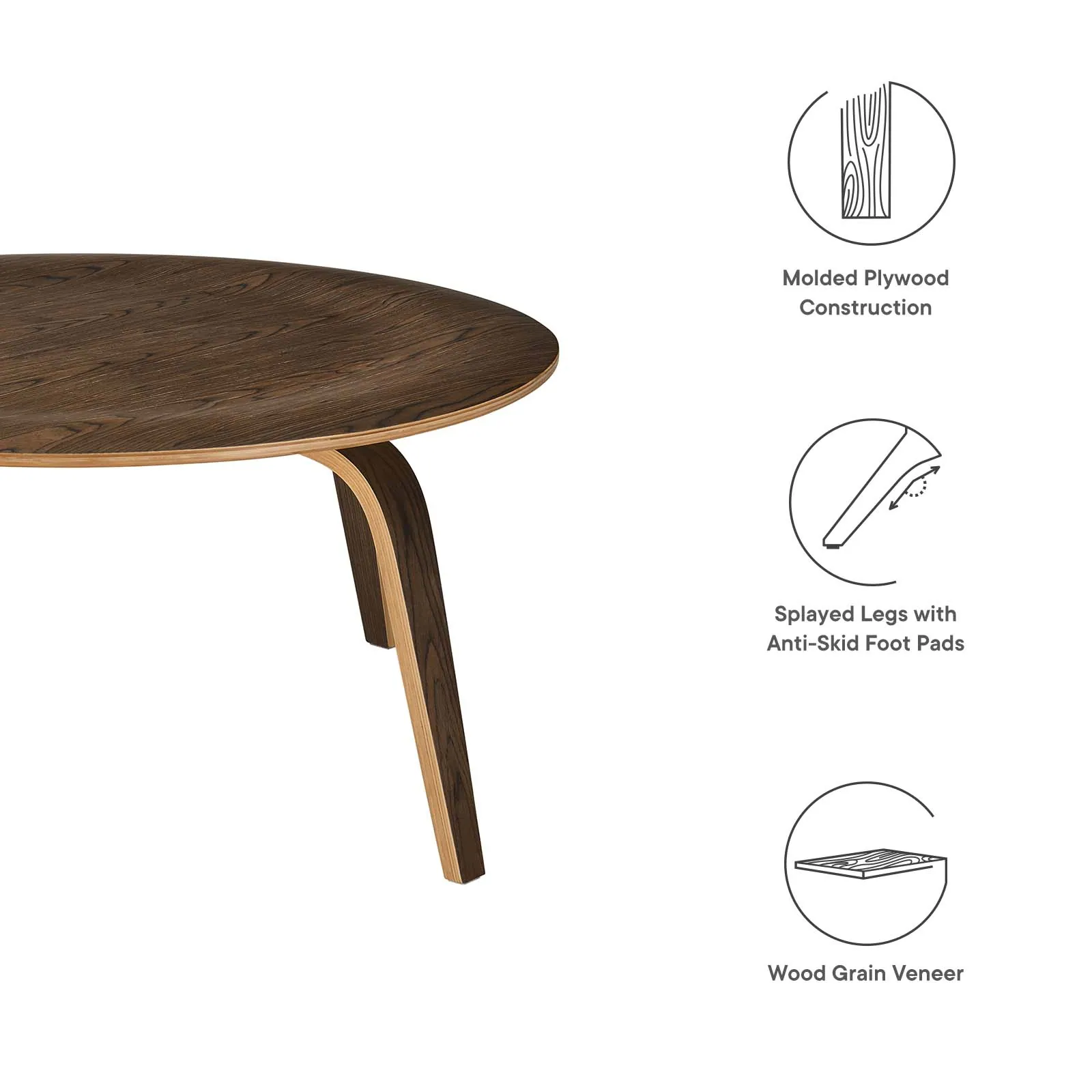 Fathom Mid-Century Modern Round Wood Coffee Table