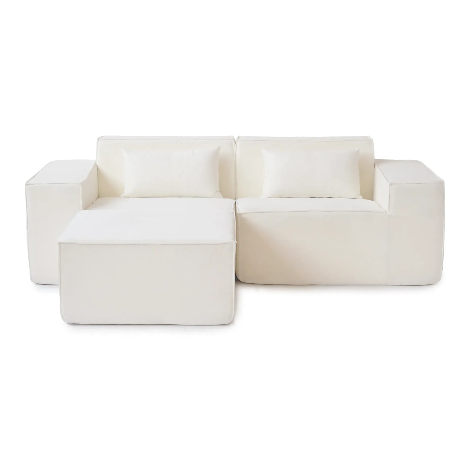 Urban Plus White Fabric Sectional Sofa