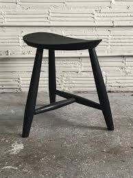 Black Wooden Saddle Stool