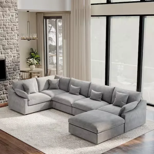 Gray Linen Modular Sectional Sofa