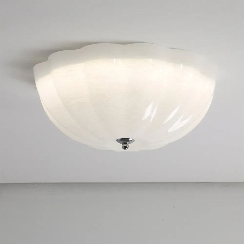 Ribbed Glass Round Ceiling Fixture