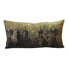 Black and Gold Textured Velvet Throw Pillow