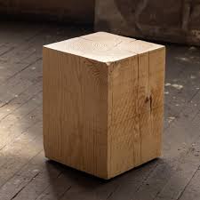 Natural Wood Block Side Table