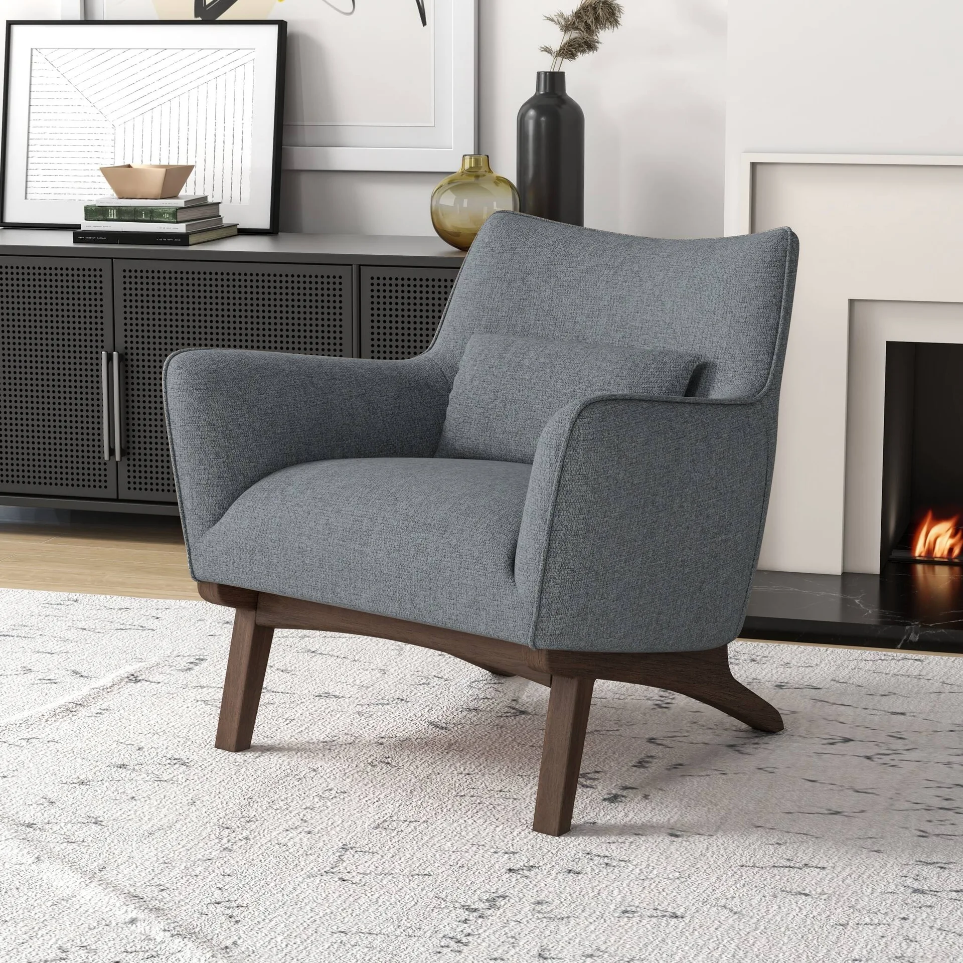 Clarissa Mid-Century Modern Fabric Accent Chair