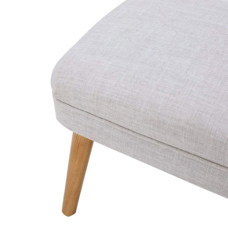 Beige Fabric Upholstered Ottoman