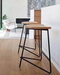 Yuma Minimalist Wood and Steel Bar Stool