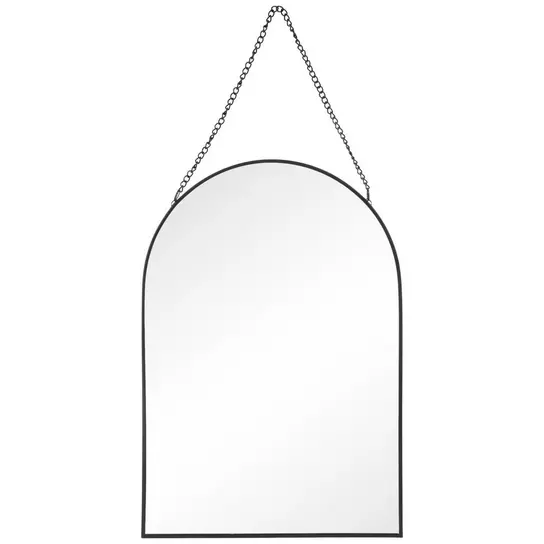 Black Arched Metal Wall Mirror