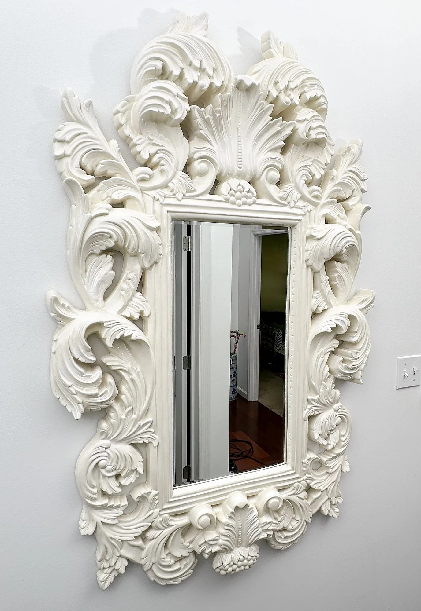 White Rococo Ornate Wall Mirror