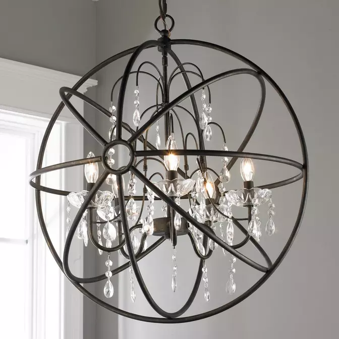 Matte Black Orbital Crystal Chandelier