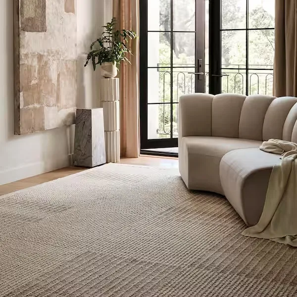 Montceito Cream Ribbed Wool Area Rug
