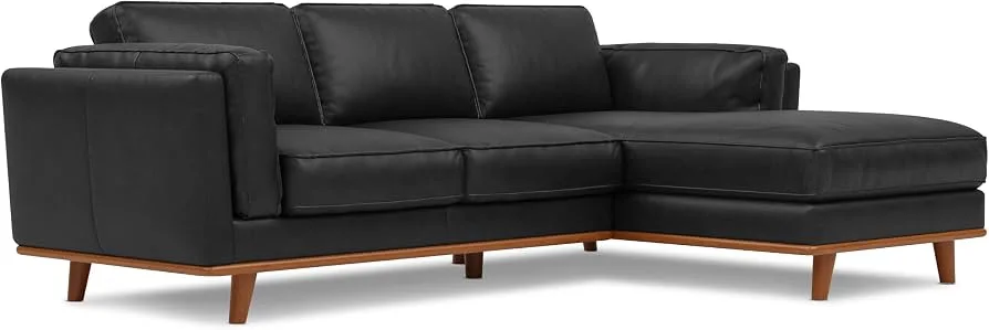 Valencia Black Leather Sectional Sofa