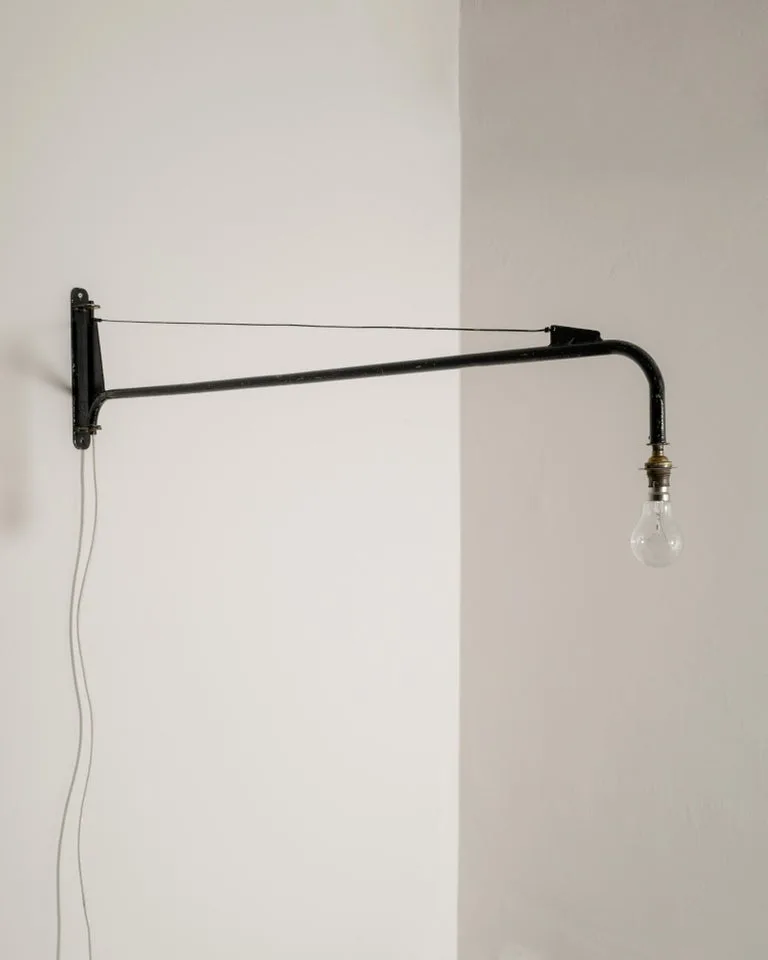 Black Metal Swing Arm Wall Lamp