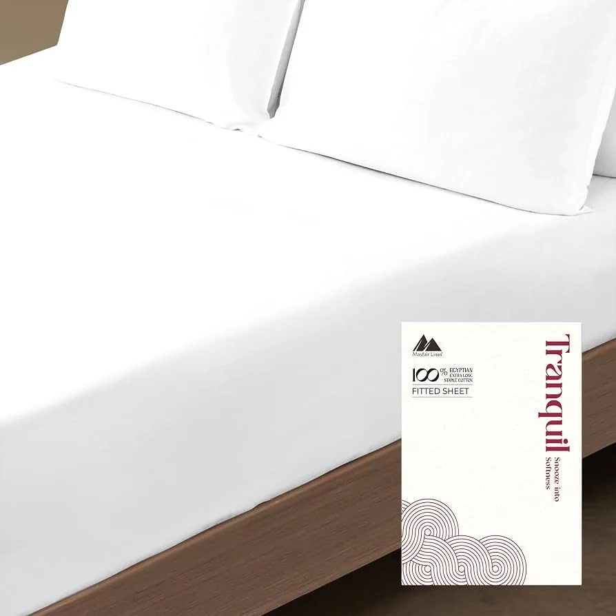 Mayfair Linen Tranquil Solid White Cotton Fitted Sheet