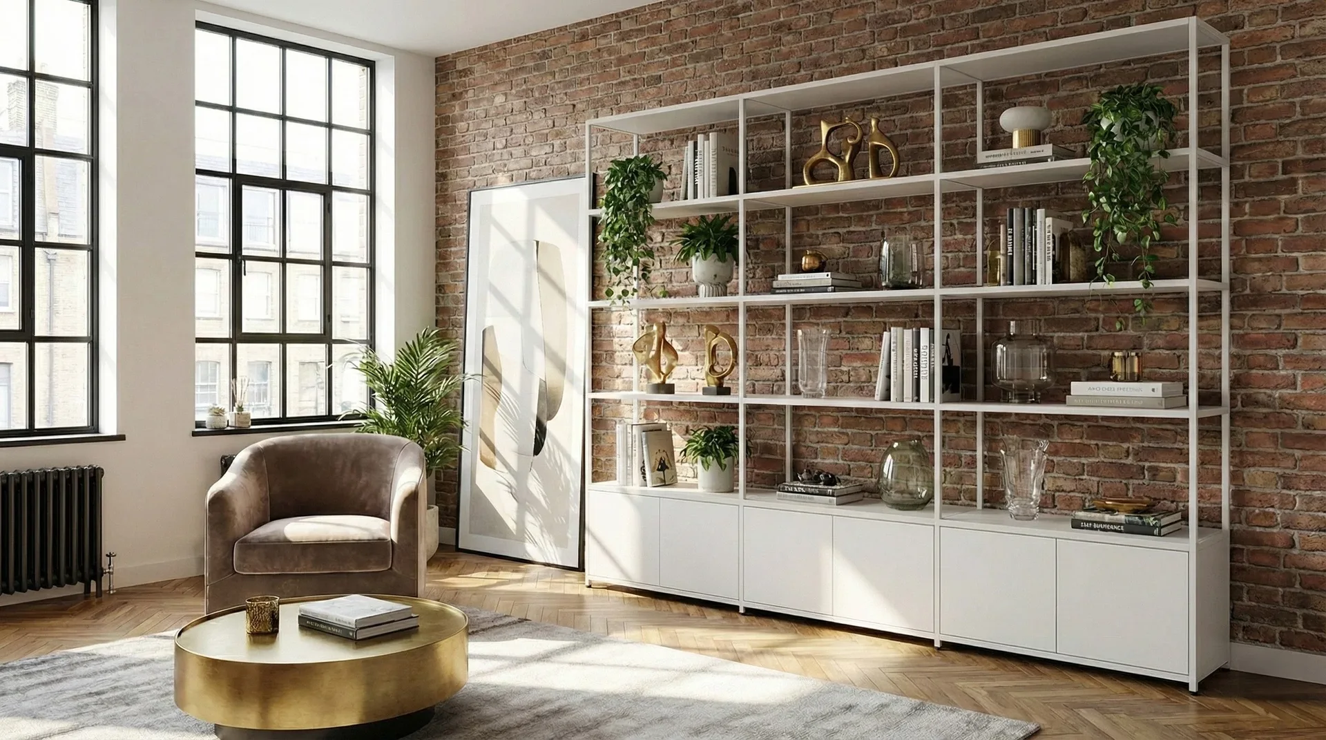 White Metal Open Shelving Unit