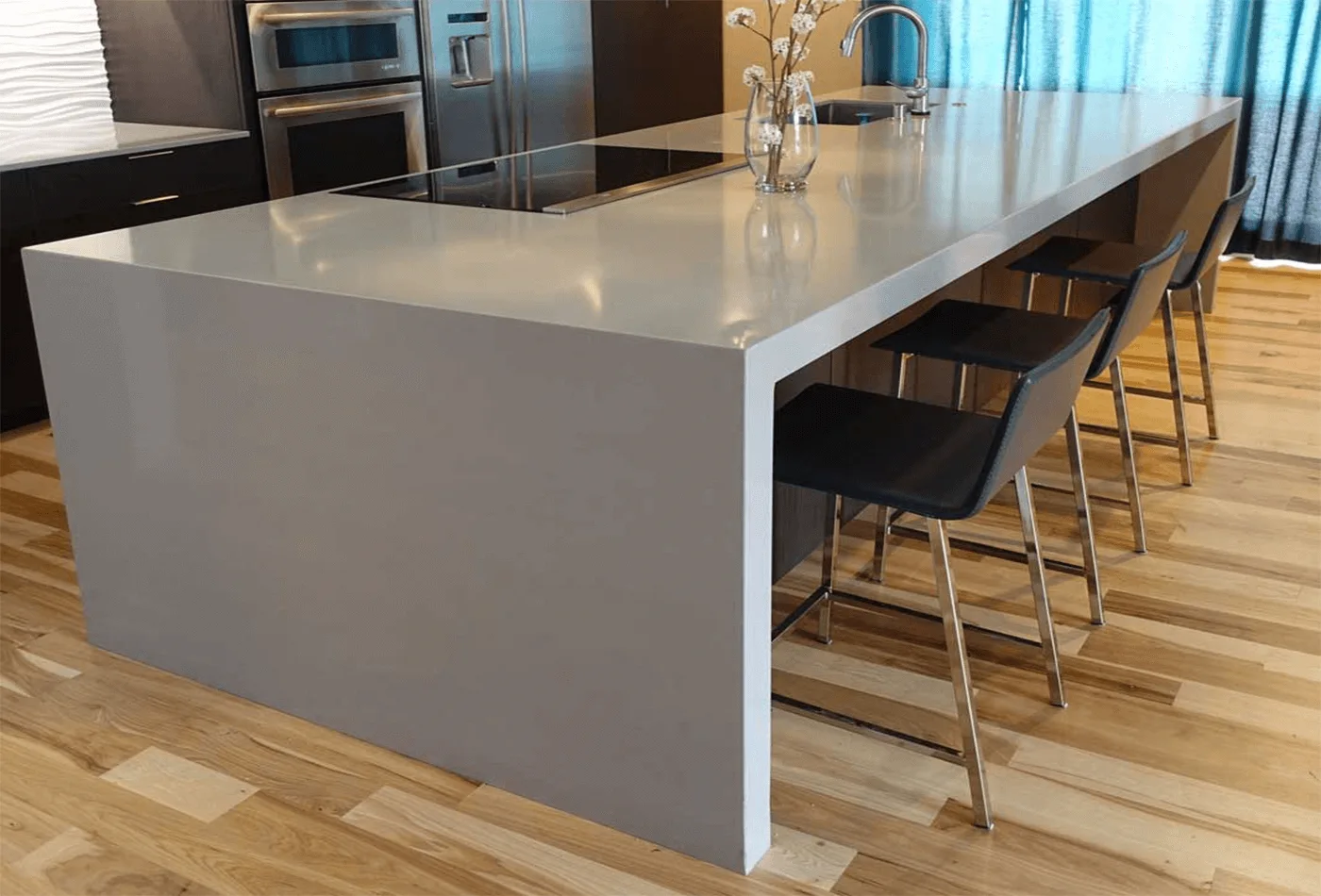 Modern Gray Rectangular Kitchen Island