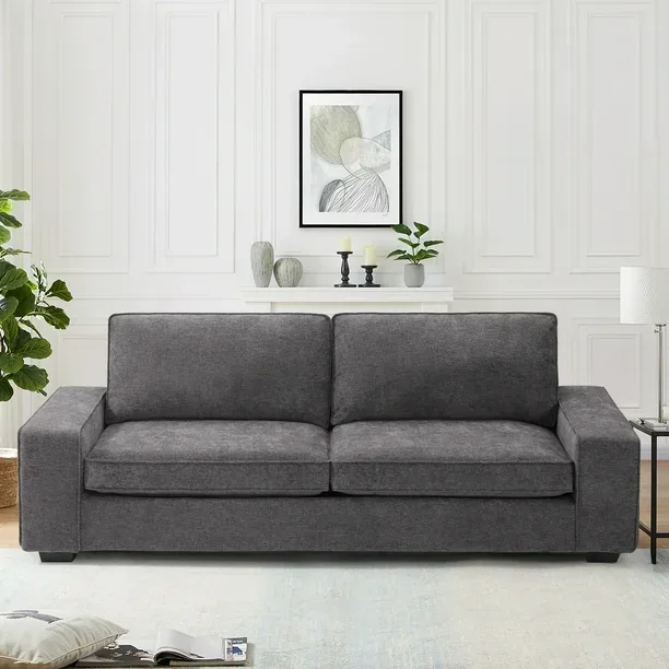 INGALIK Modern Gray Upholstered Sofa