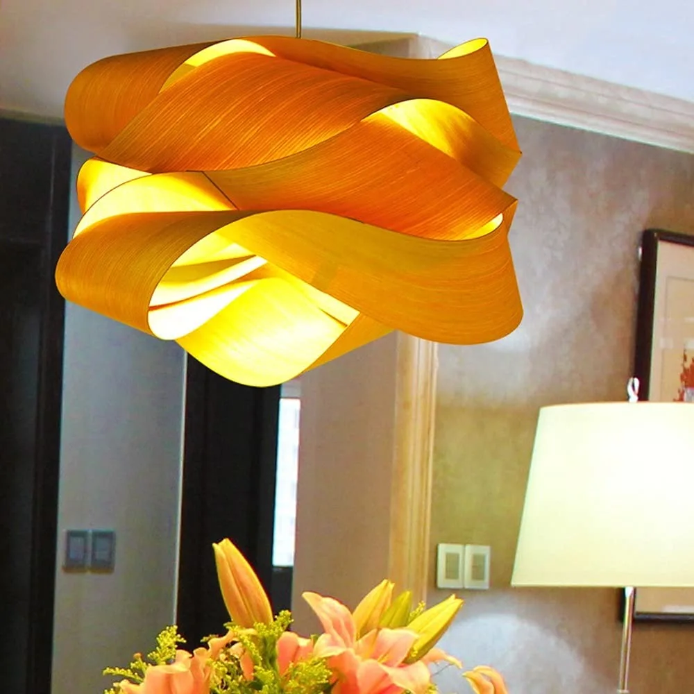 Sculptural Wood Pendant Light