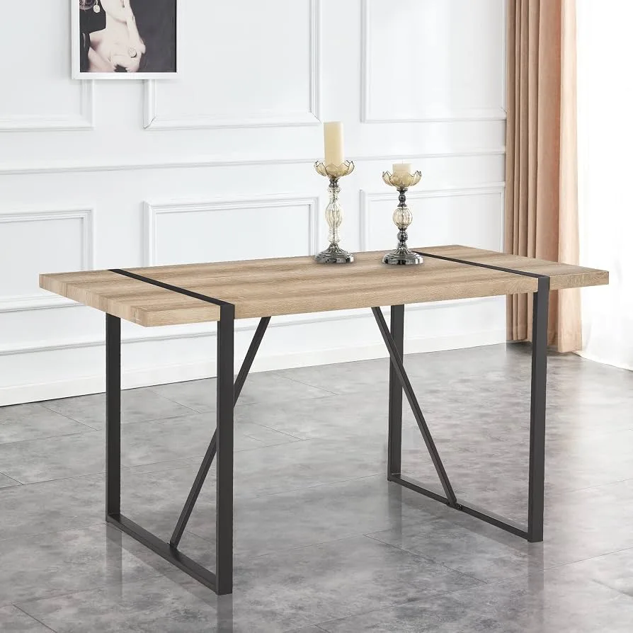 Rectangular Wood and Metal Dining Table