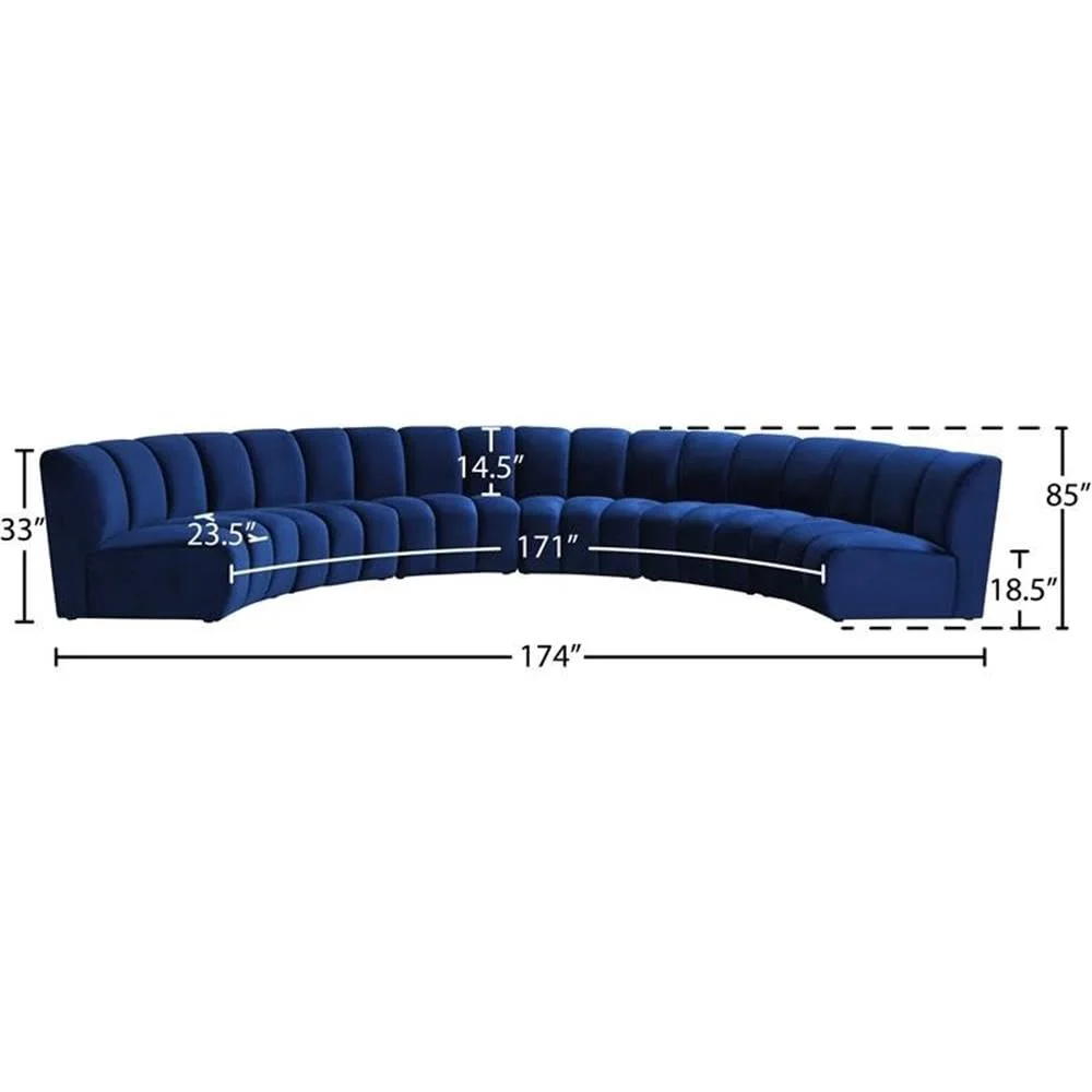 Navy Velvet Curved Modular Sofa