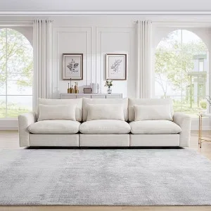 Mavis Beige Ribbed Modular Sectional Sofa
