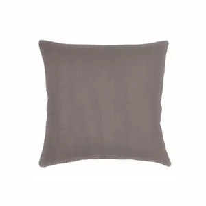Taupe Solid Linen Square Throw Pillow