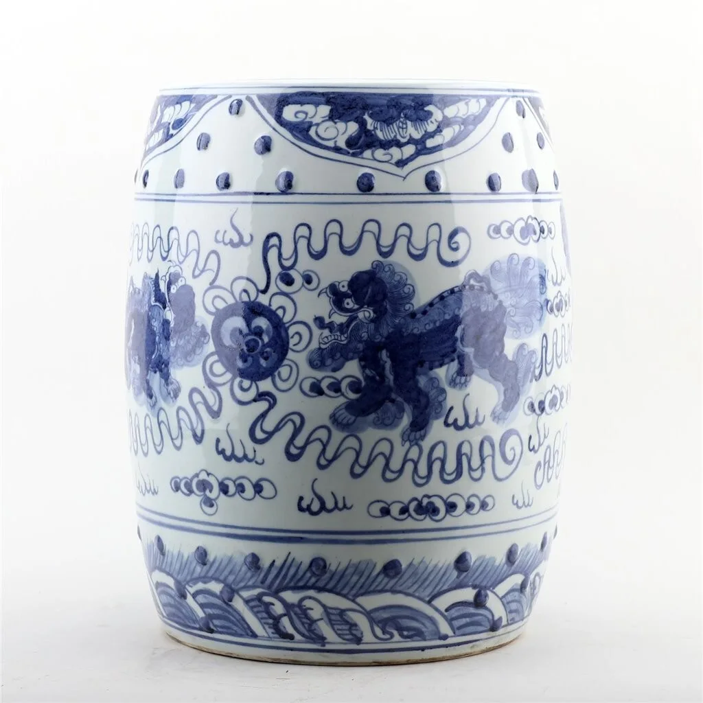 Blue and White Porcelain Garden Stool