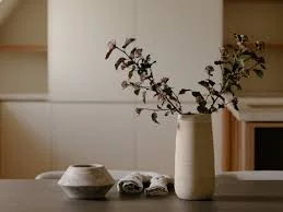 Matte Cream Textured Ceramic Vase