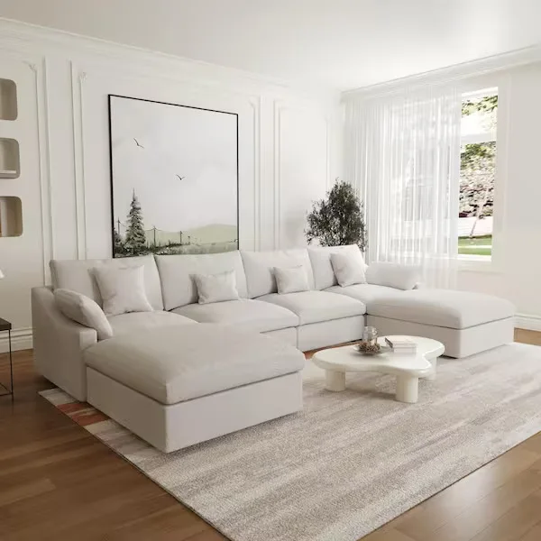 Beige Linen Modular Sectional Sofa