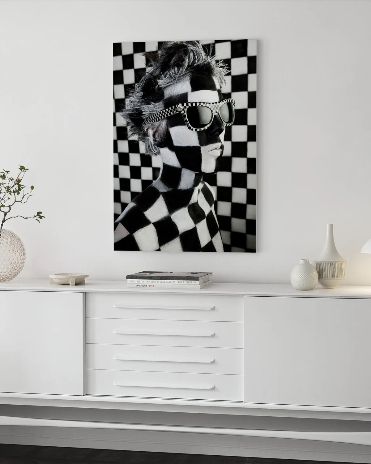 Checkered Woman Framed Wall Art