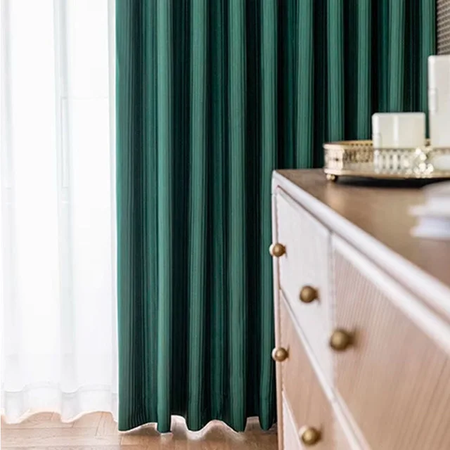 Striped Green Curtain Panel