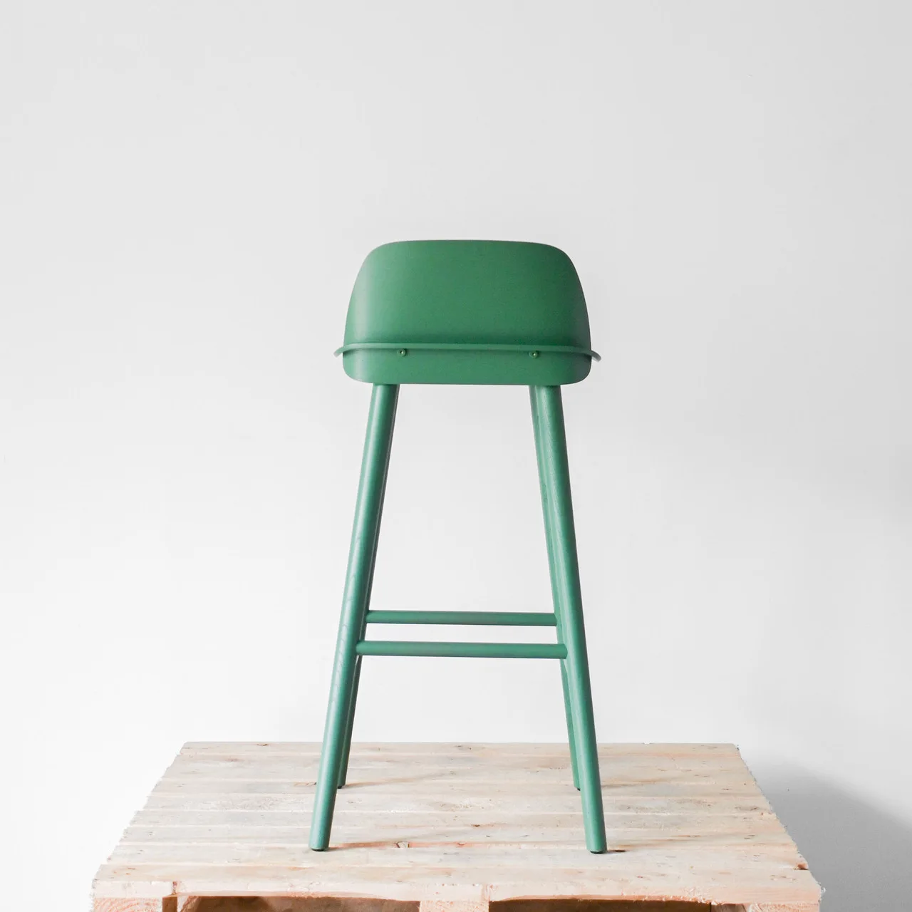 Muuto Nerd Green Wood Bar Stool