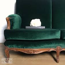 French Provincial Upholstered Settee in Green Velvet