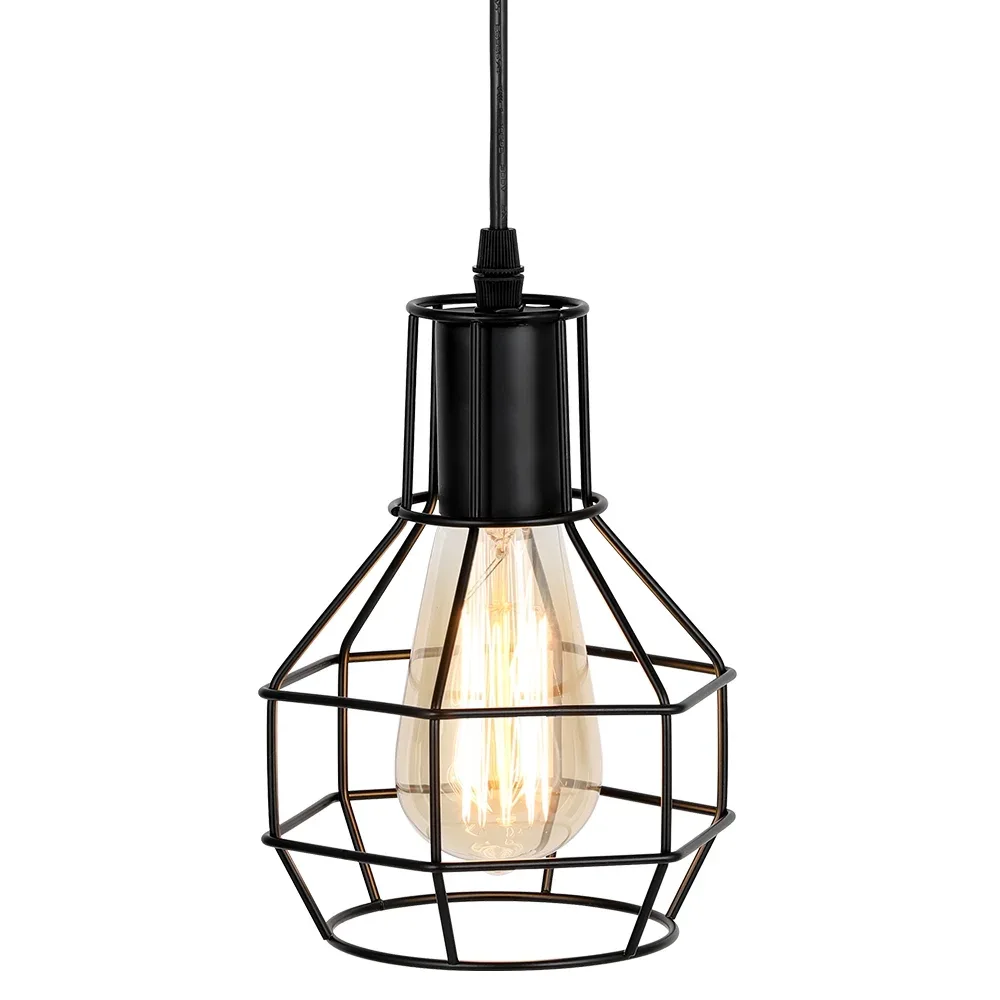 Black Metal Wire Cage Pendant Light