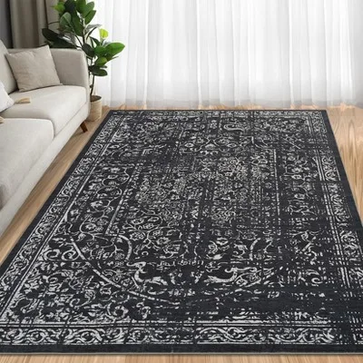 Distressed Floral Area Rug