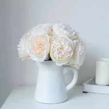 Ribbed Ceramic Pitcher Vase