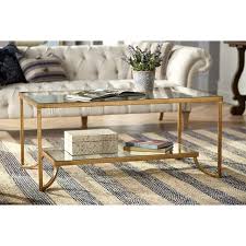 Rectangular Gold Glass Coffee Table
