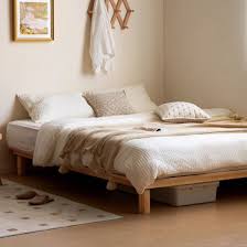 Minimalist Natural Wood Platform Bed