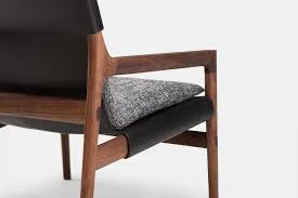 Sela Walnut and Leather Sling Armchair