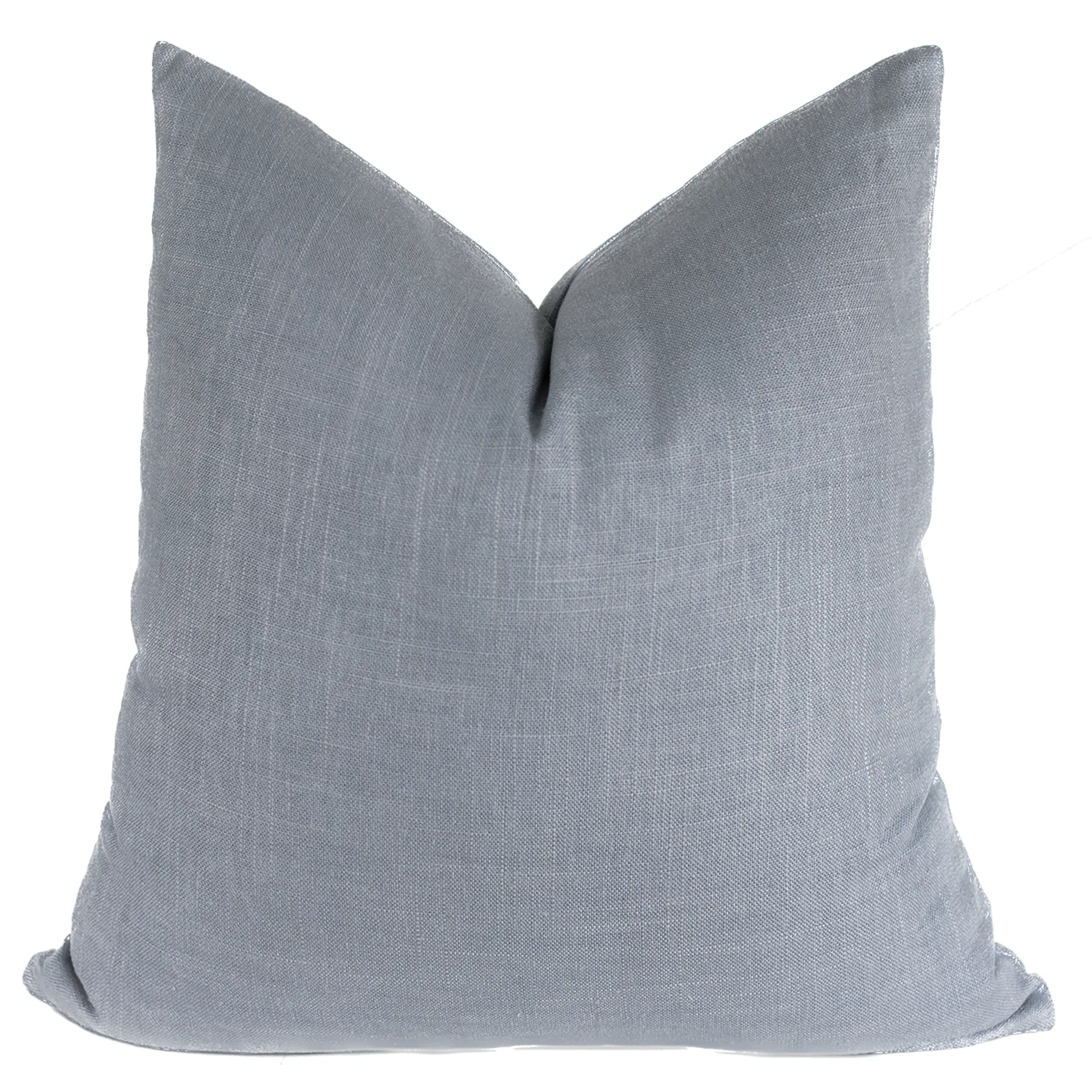 Solid Blue Linen Throw Pillow