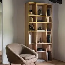 Z Natural Wood Asymmetrical Bookshelf