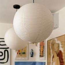 Round Ribbed Paper Lantern Pendant Light