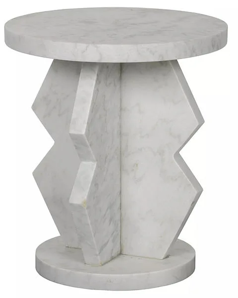 Belasco Bianco Sculptural Marble Side Table