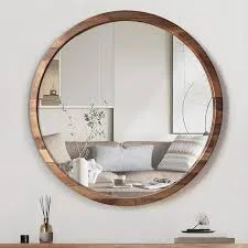 Solid Walnut Round Wall Mirror