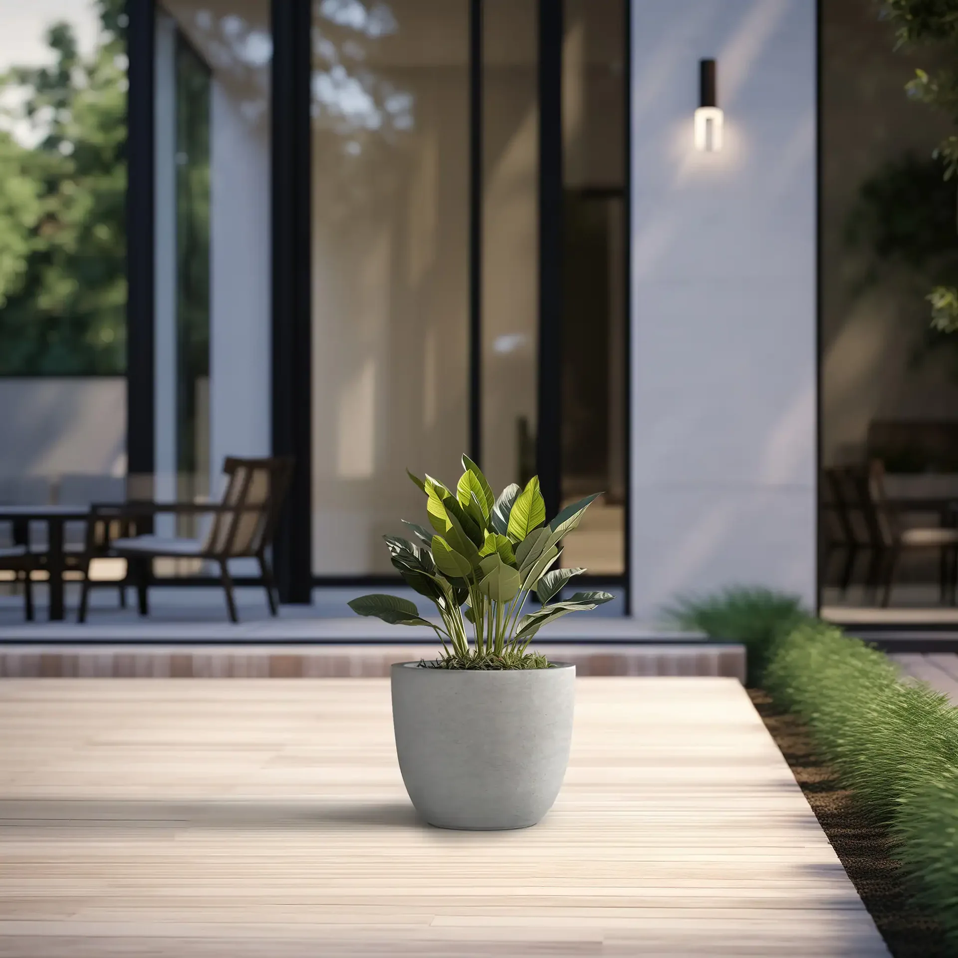 Round Concrete Potted Plant