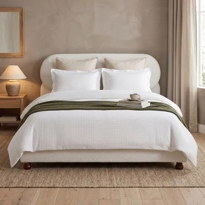 Cream Boucle Curved Platform Bed