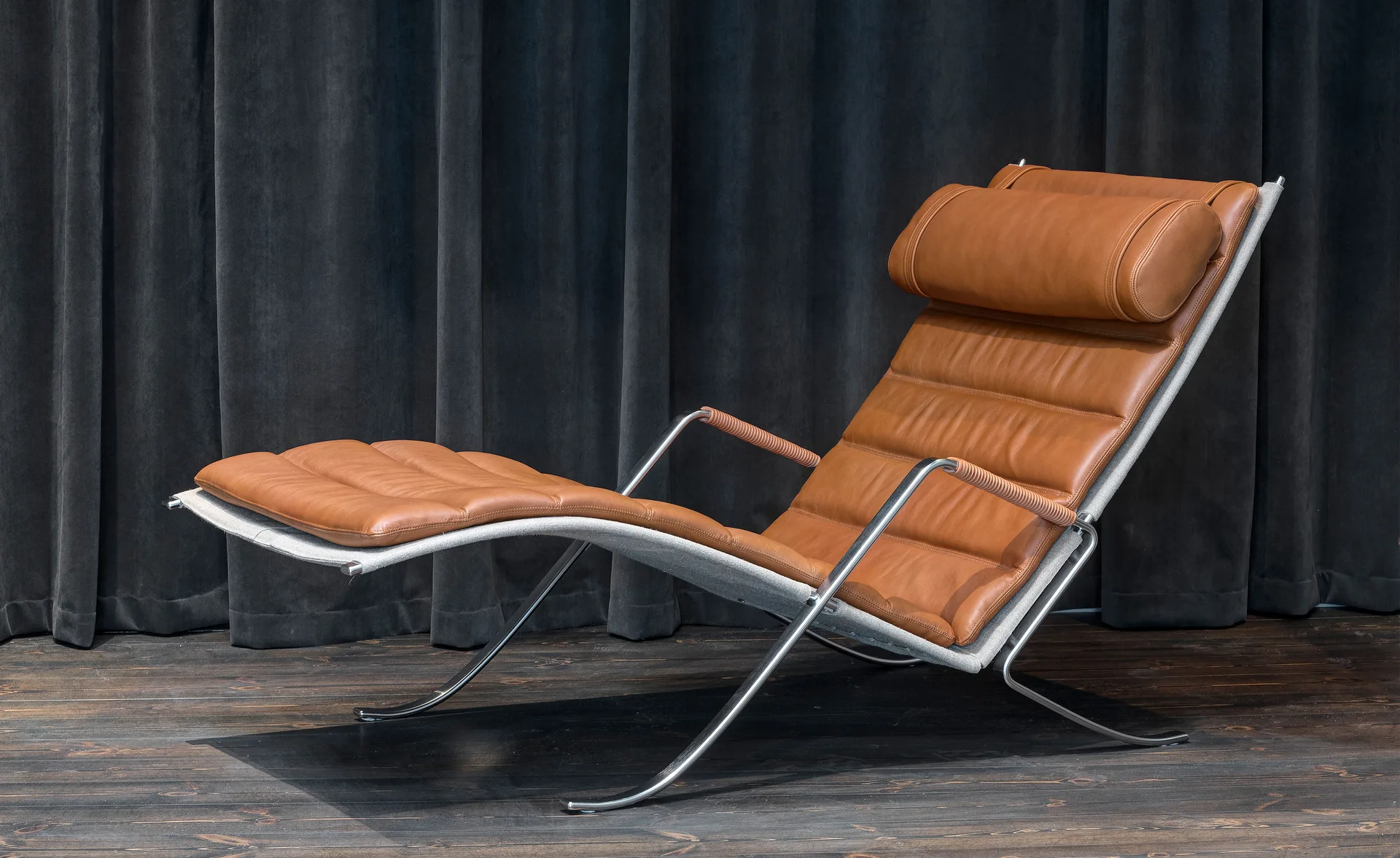 Leather and Steel Lounge Chair